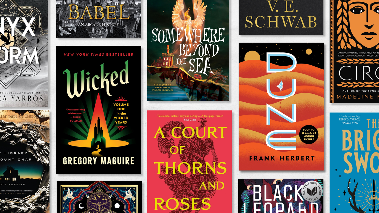 a collage of book covers of the best fantasy books including acotar dune and more