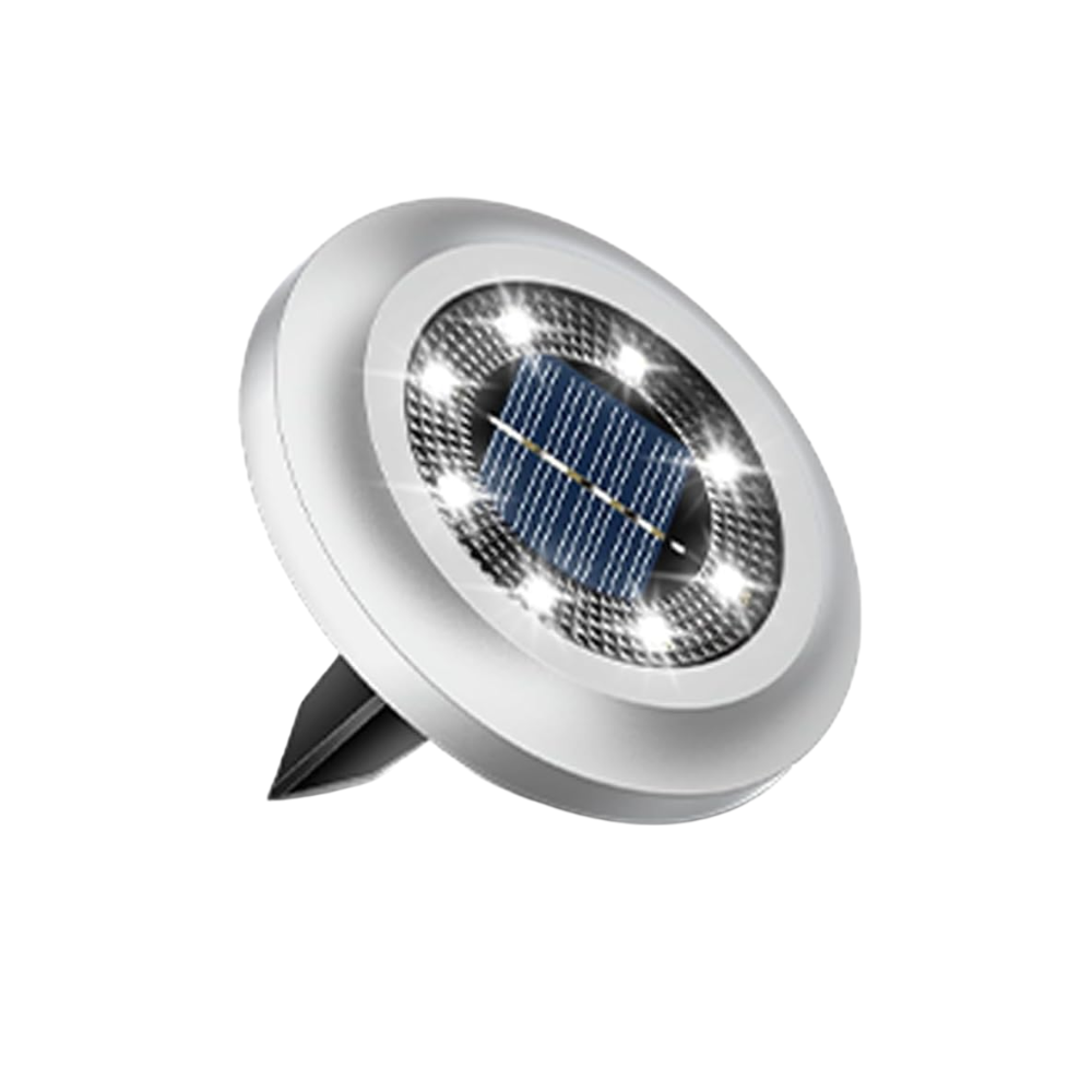 silver round Torchtree Ground Solar Lights