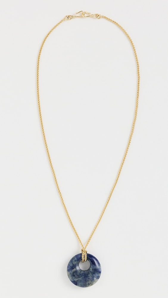 Lapis Pendant Rope Chain Necklace - Lapis