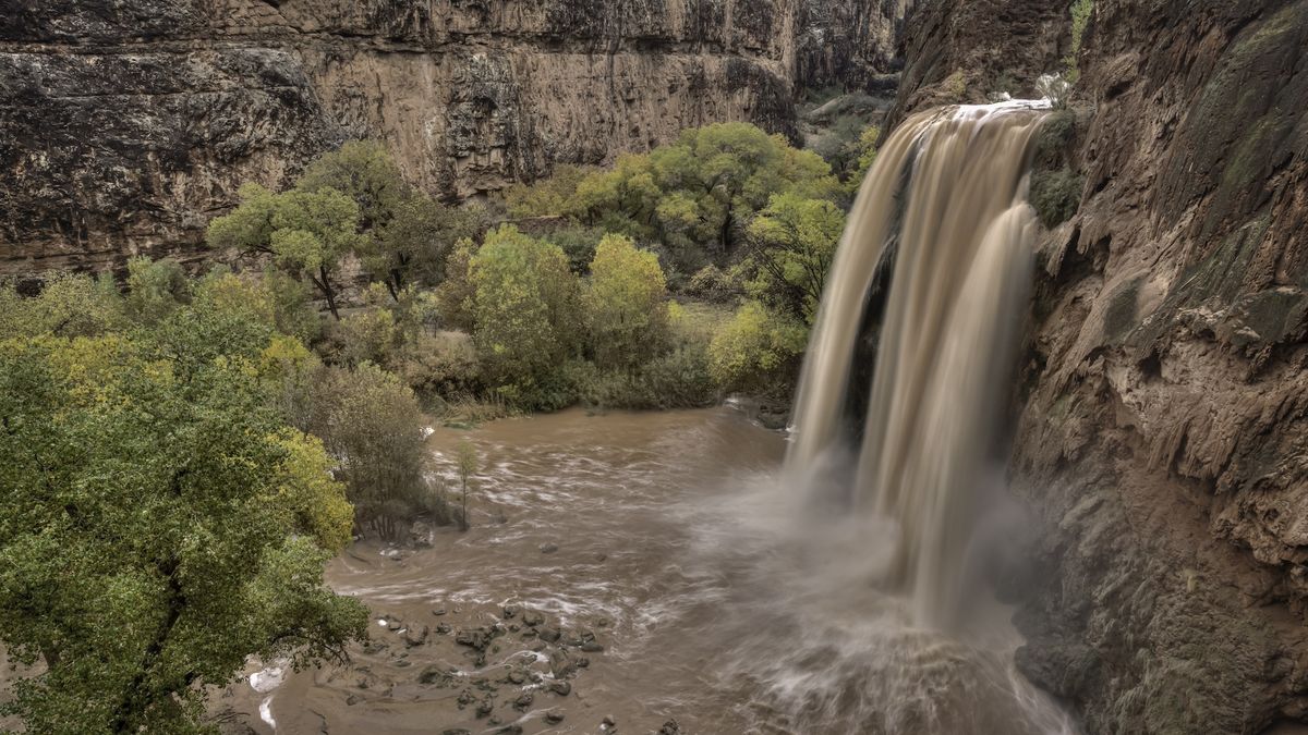 Havassupai Falls after a flash flood in the Grand Canyon on Nov 29 2019