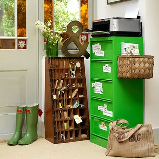 green filing cabinet