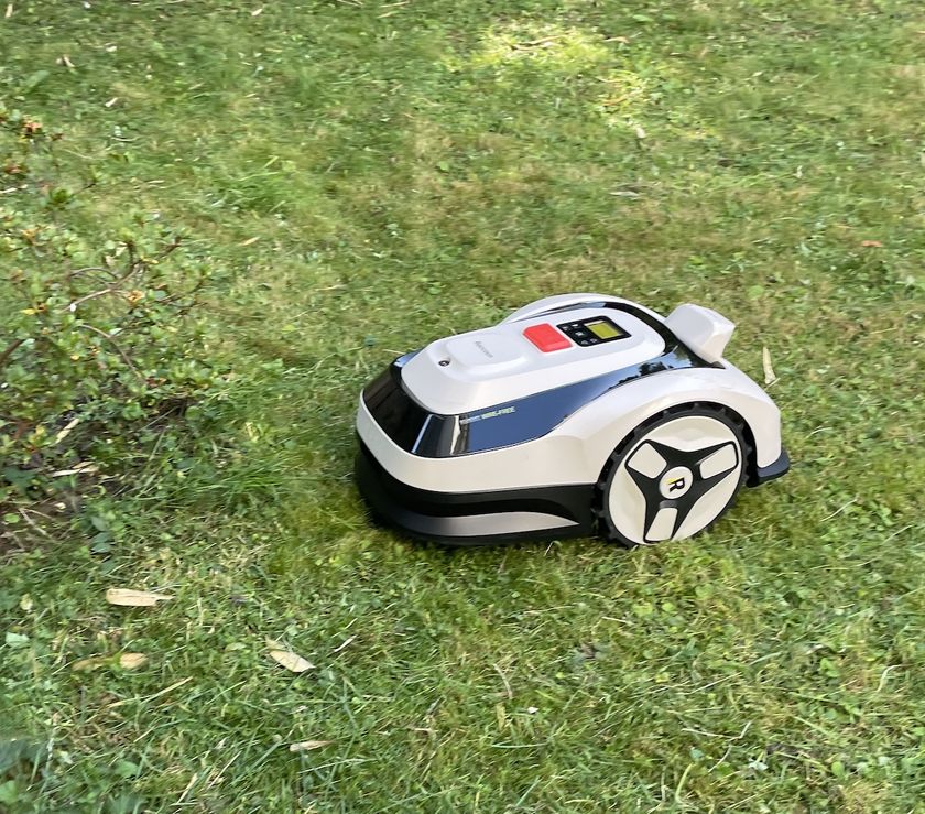 le robot tendeuse raccoon 2 SE sur de la pelouse