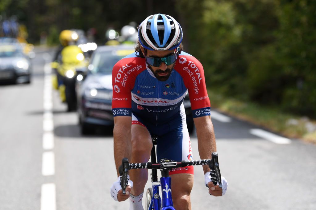 SISTERON FRANCE AUGUST 31 Jerome Cousin of France and Team Total Direct Energie Breakaway during the 107th Tour de France 2020 Stage 3 a 198km stage from Nice to Sisteron 488m TDF2020 LeTour on August 31 2020 in Sisteron France Photo by Tim de WaeleGetty Images