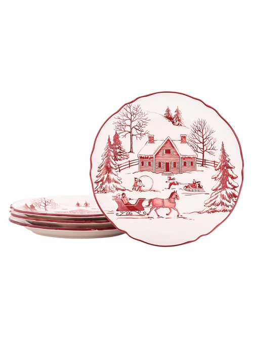 Toile De Jouy Winter Wonderland Salad Plates, Set of 4