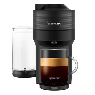 A black Nespresso Pop on a white background