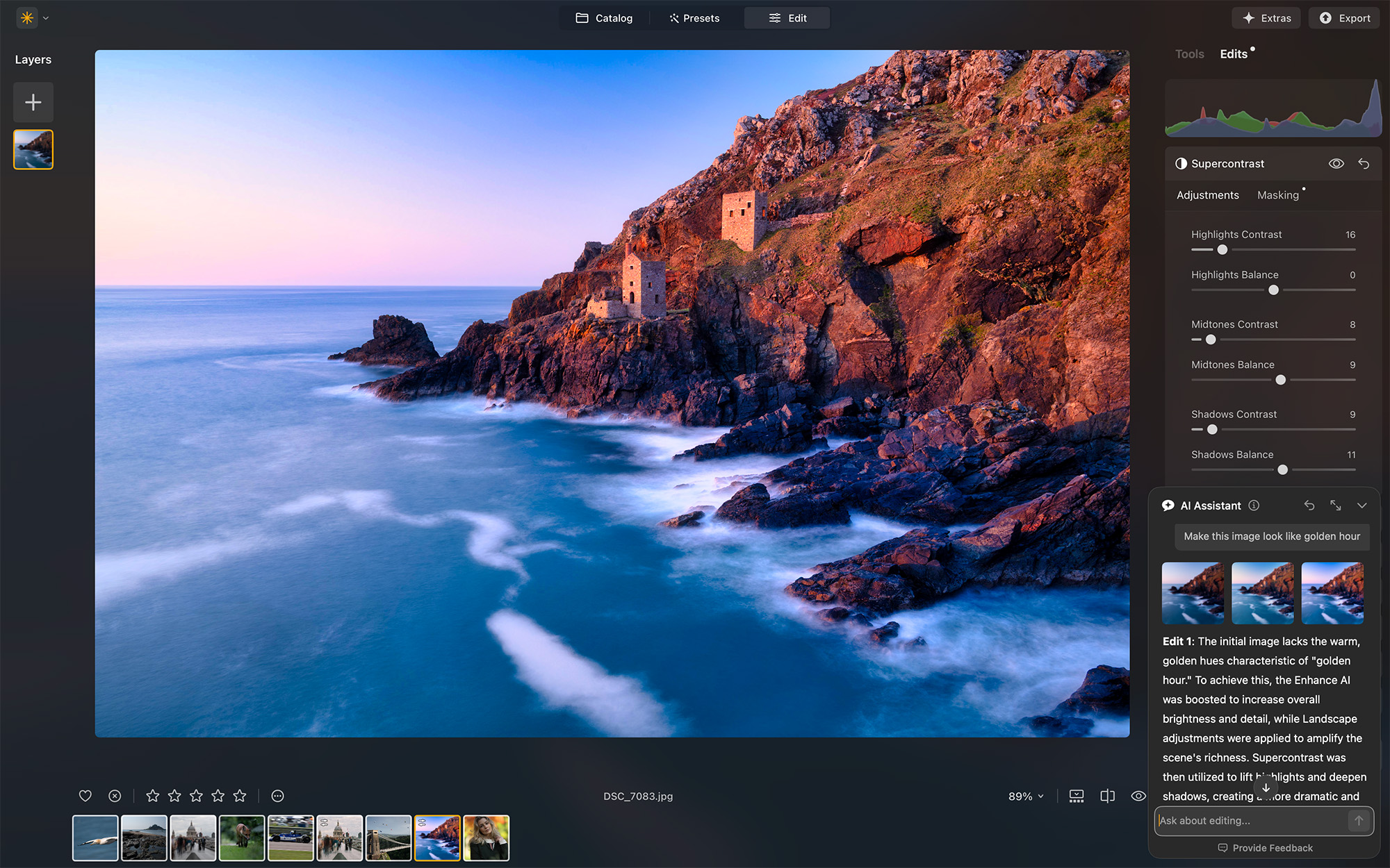 Screenshot from Luminar Neo showing AI Assistant