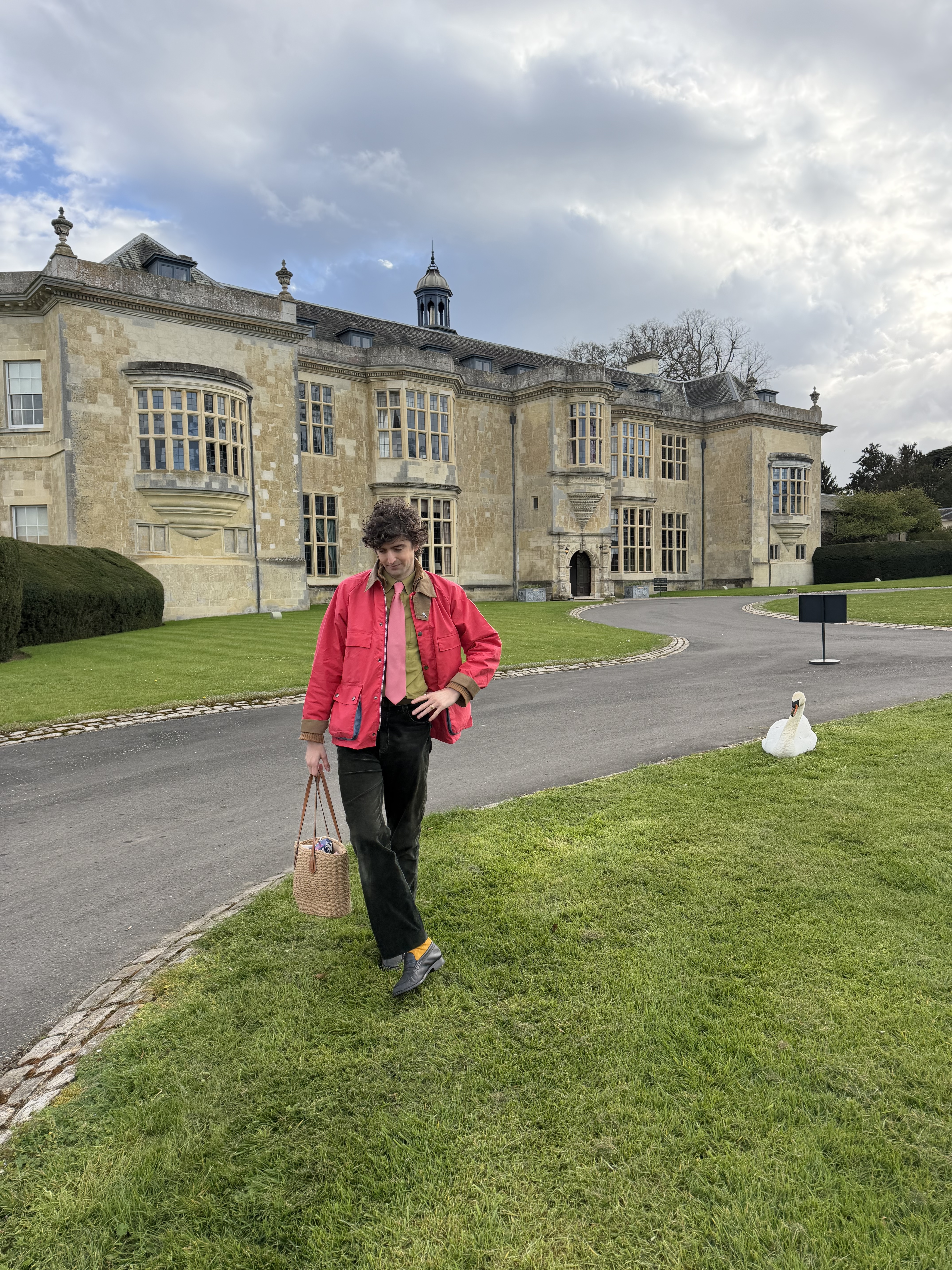 An image of Max Hurd out the front of Hartwell House.