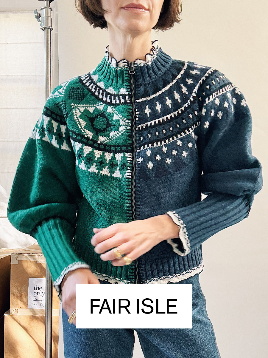 Jane Herman in a fair isle sweater