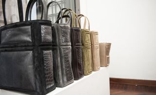 Suede and exotic skin totes