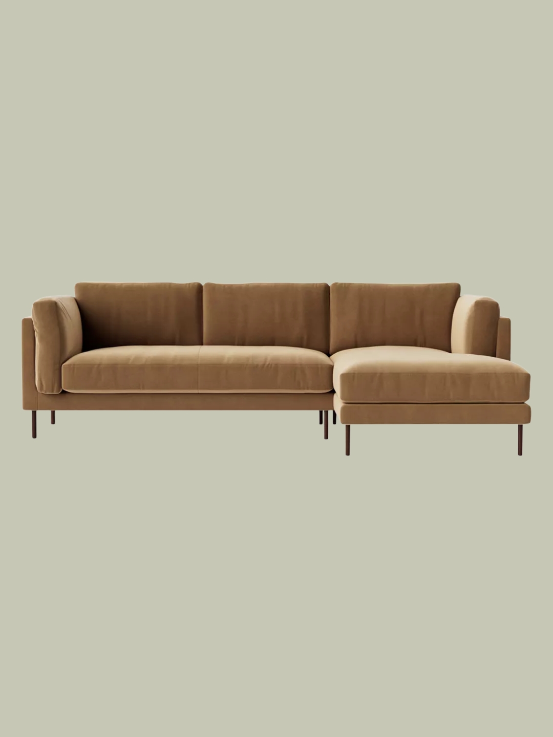 John Lewis , Swoon Munich Grand 4 Seater Rhf Chaise End Sofa, Dark Leg, Biscuit Velvet