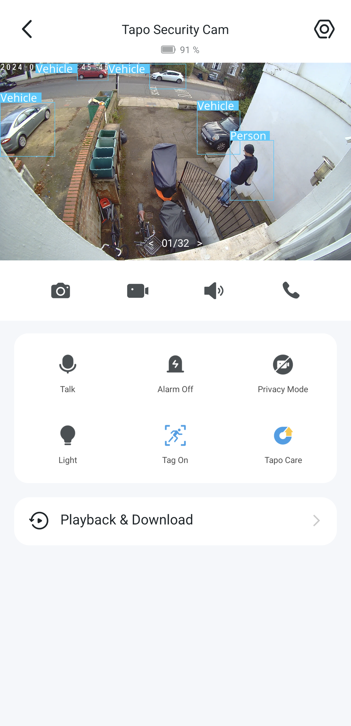 Screenshots from the TP-Link Tapo application