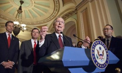 Senate Minority Leader Mitch McConnell (R-Ky.), and other Republican senators sharply criticized President Obama's fiscal 2013 federal budget plan when it was released in February.