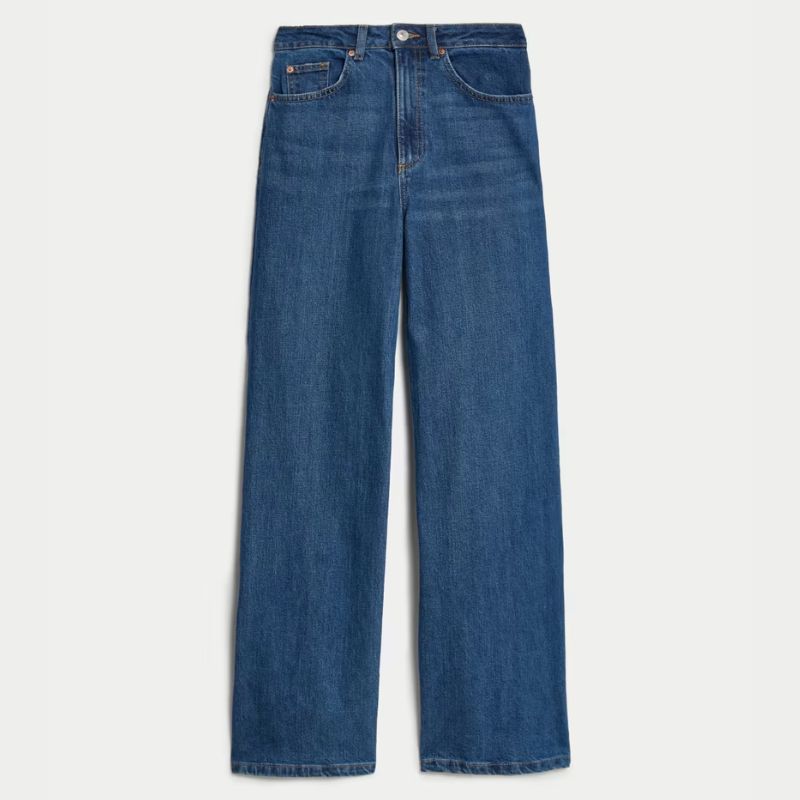 M&amp;amp;S blue, wide leg jeans
