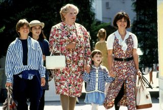 'Mrs. Doubtfire' cast on set in 1993.
