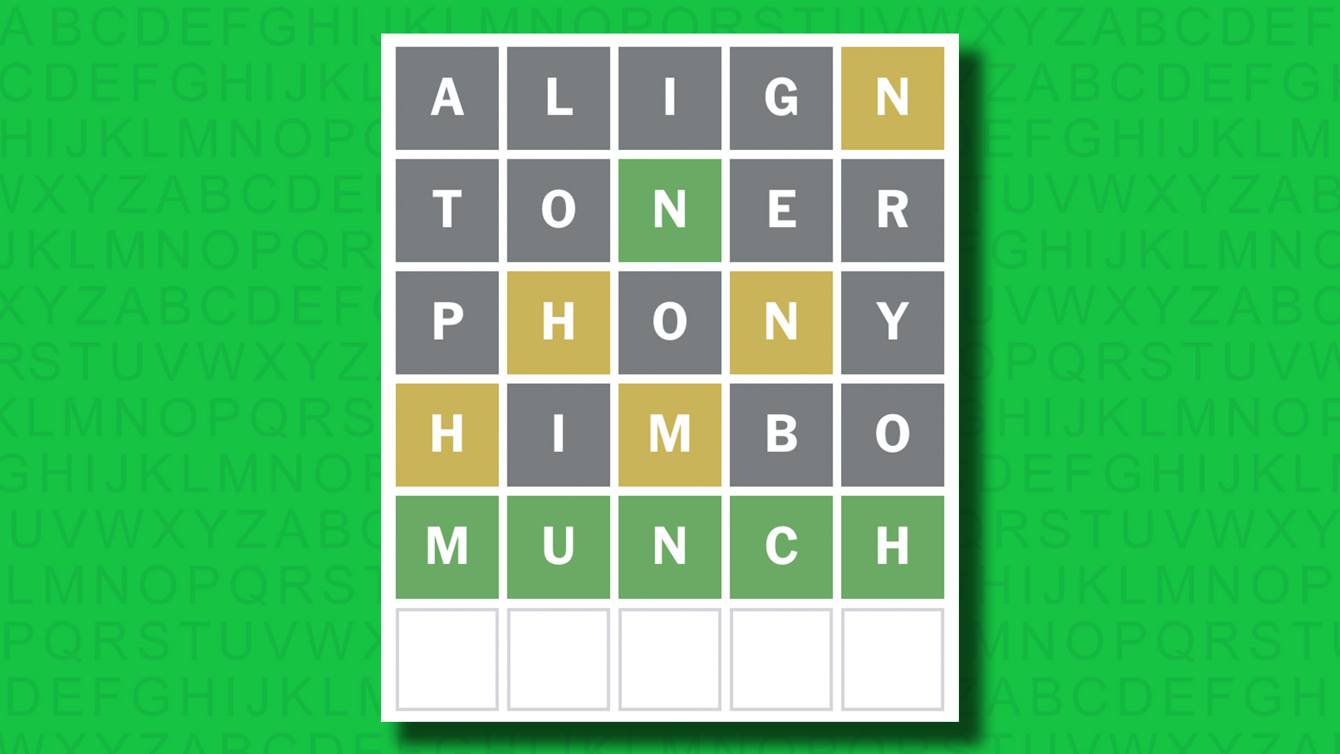NYT Wordle answer for game 1460 on a green background