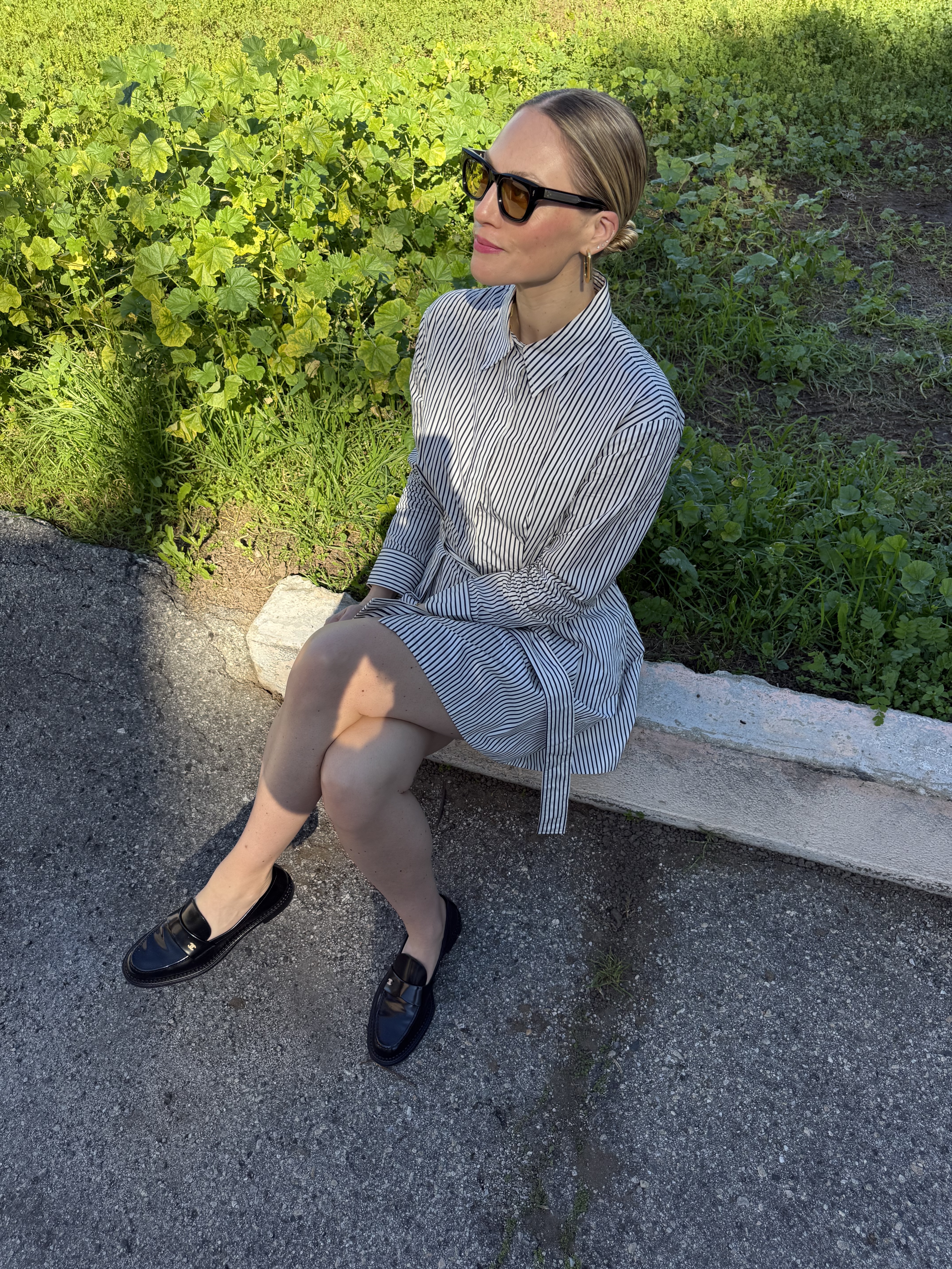 Brooke Ely Danielson wearing black Chanel loafers