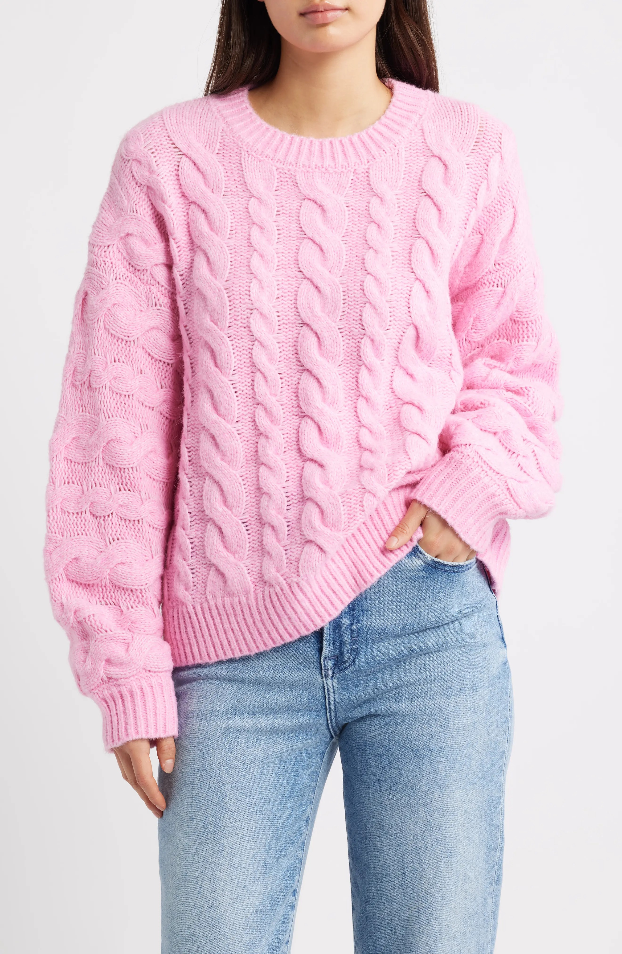All in Favor, Oversize Cable Knit Sweater