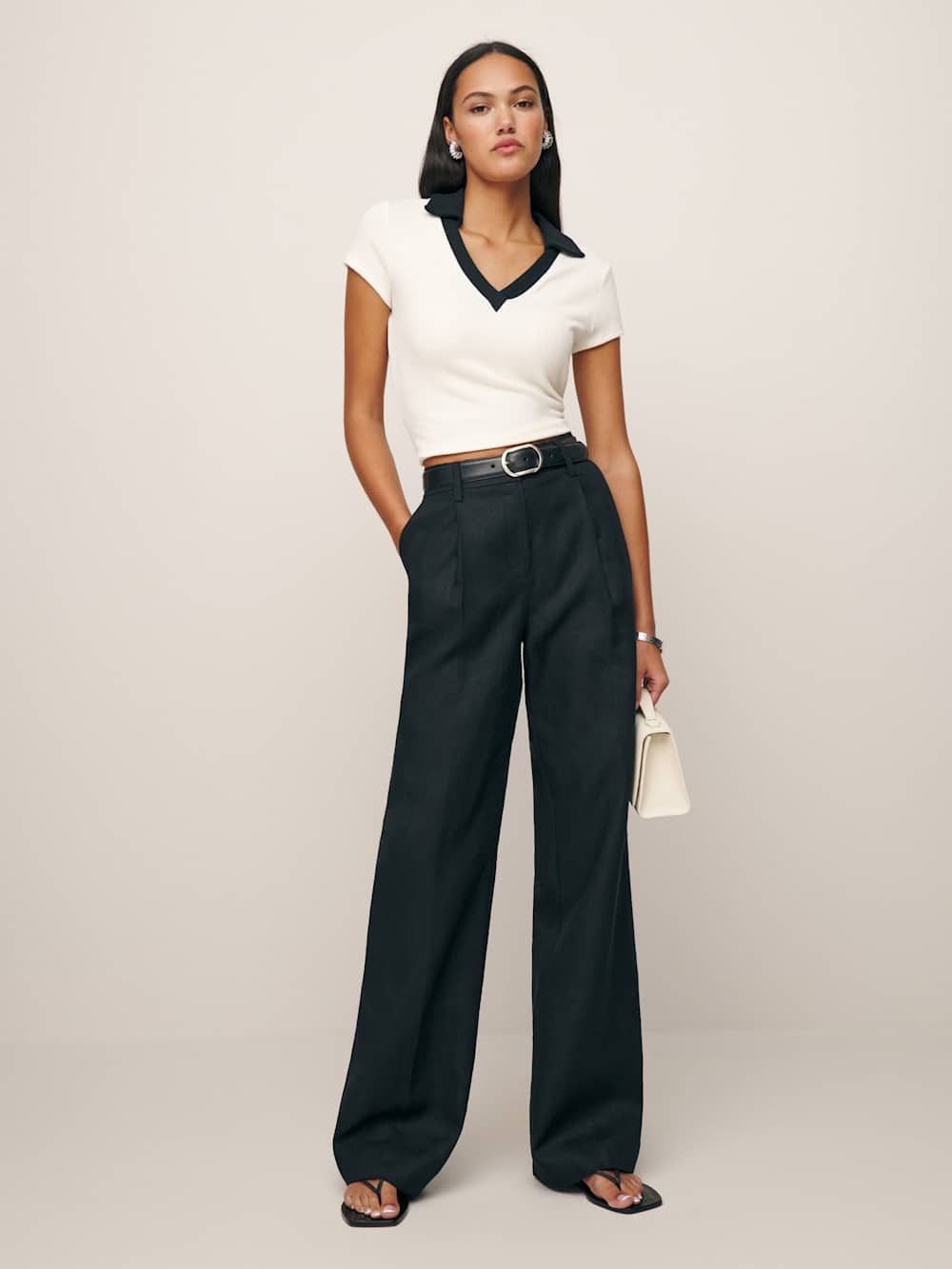 Petites Alex Linen Mid Rise Pant