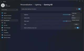 Windows 11 RGB controls