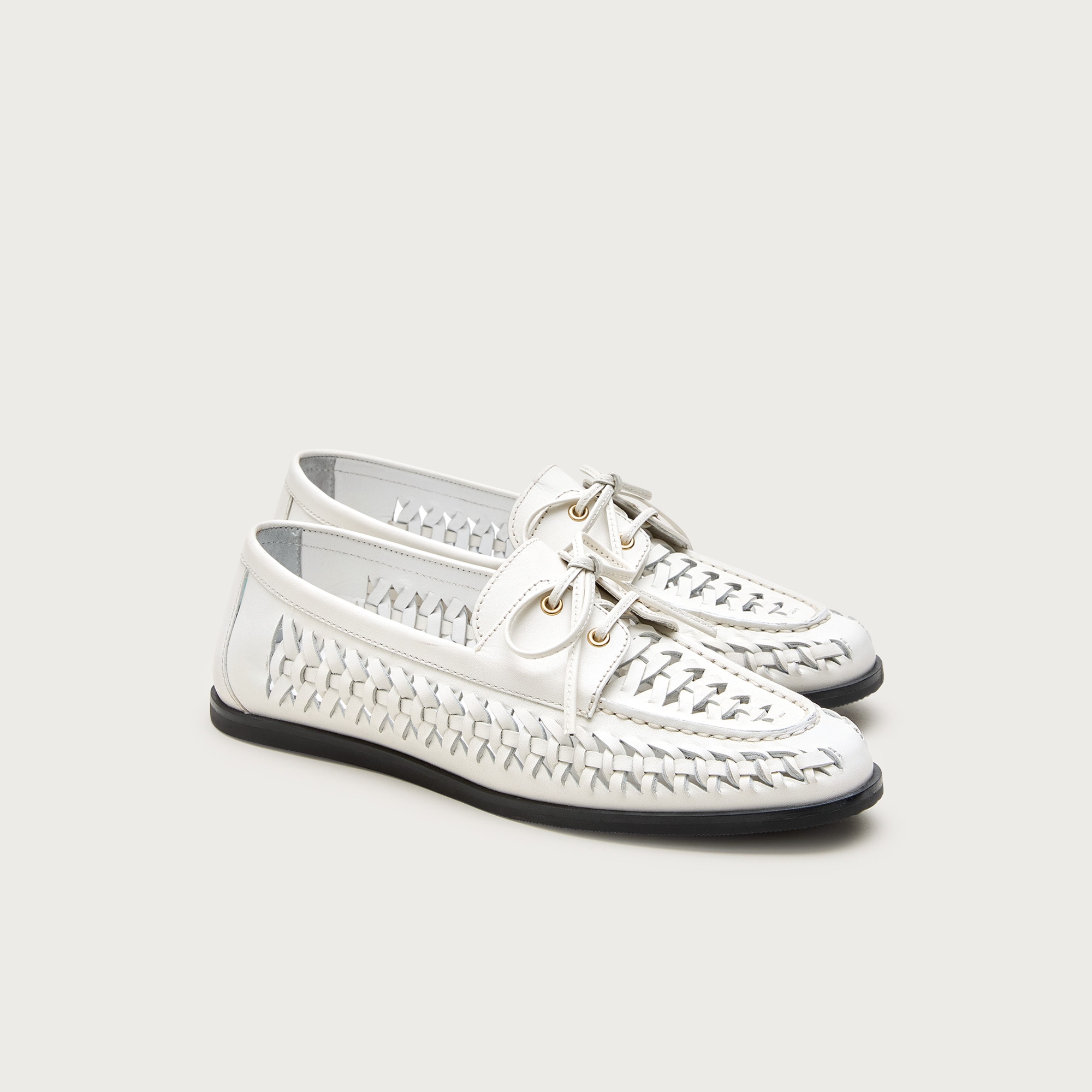 Woven Leather Boat Shoes