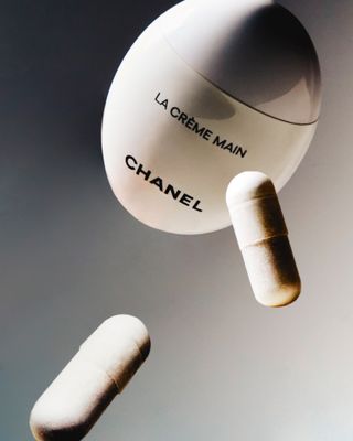 white chanel cream and white supplement pills