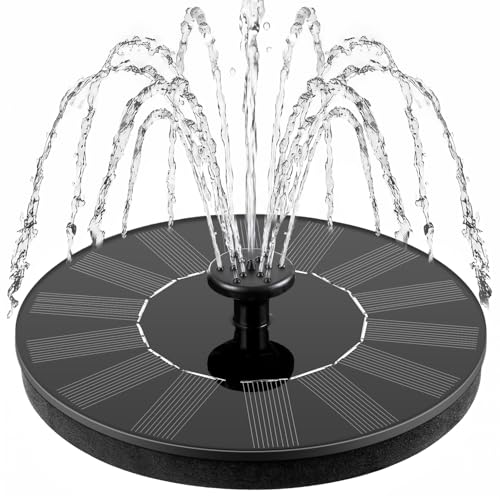 Mademax Solar Bird Bath Fountains, Upgrade 1.4w Solar Fountain Pump With 8 Nozzles &amp;amp; 4 Brackets, Free Standing Floating Solar Powered Water Fountain Pump for Bird Bath, Garden, Pond, Pool, Outdoor