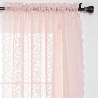 H.ebony Light Pink Sheer Lace Curtains