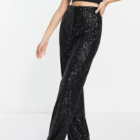 ASOS DESIGN Straight Sequin Ankle Grazer Pants&nbsp;