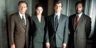 Jerry Orbach, Sam Waterson, Angie Harmon, and Jesse L Martin in Law and Order