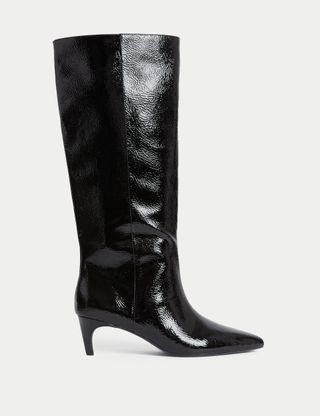 Pointed Toe Kitten Heel Knee High Boots