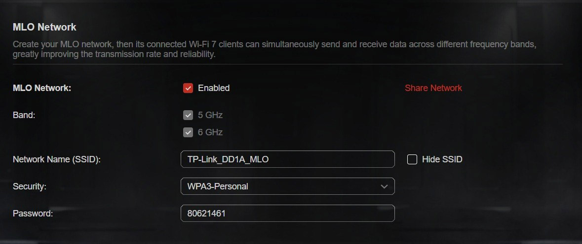 A screenshot from the TP-Link Archer GE650 router web interface
