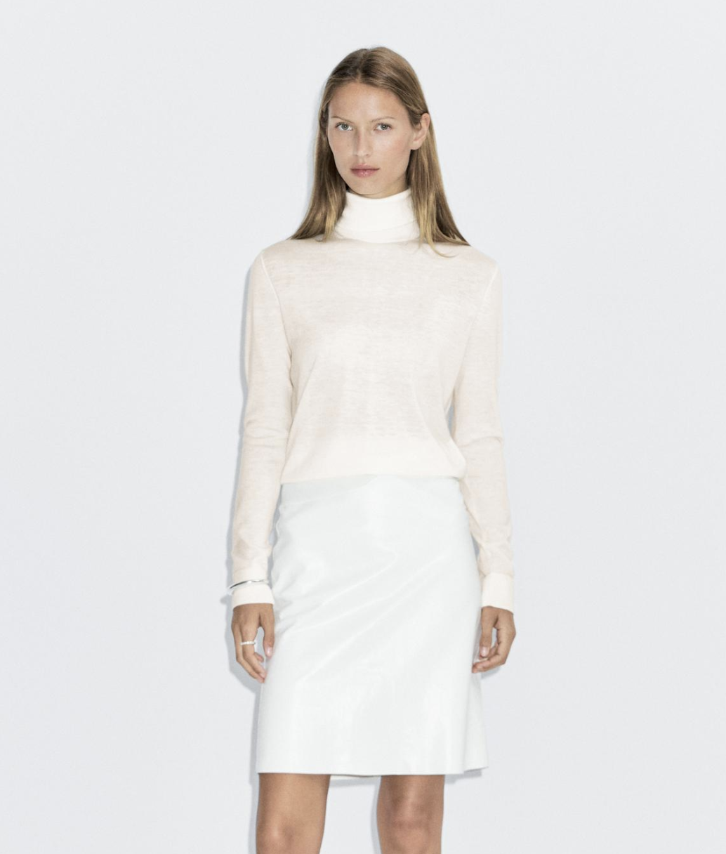 High neck wool blend sweater