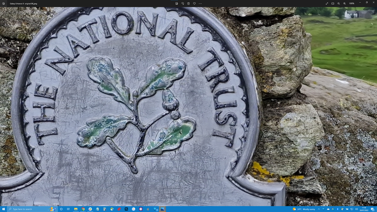 An image of a plaque in 8K, upscaled by Samsung Galaxy Enhance-X