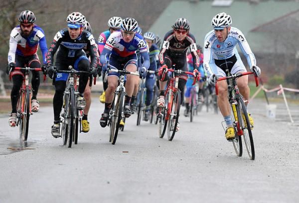 Adam Myerson (Cycle-Smart) grabs the hole shot.