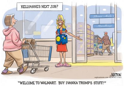 Political Cartoon U.S. Kellyanne Conway Ivanka Trump Walmart