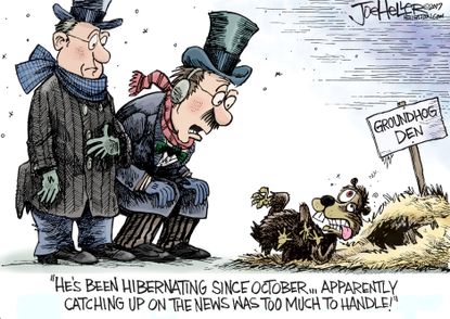 Political Cartoon U.S. Groundhog Day news politics