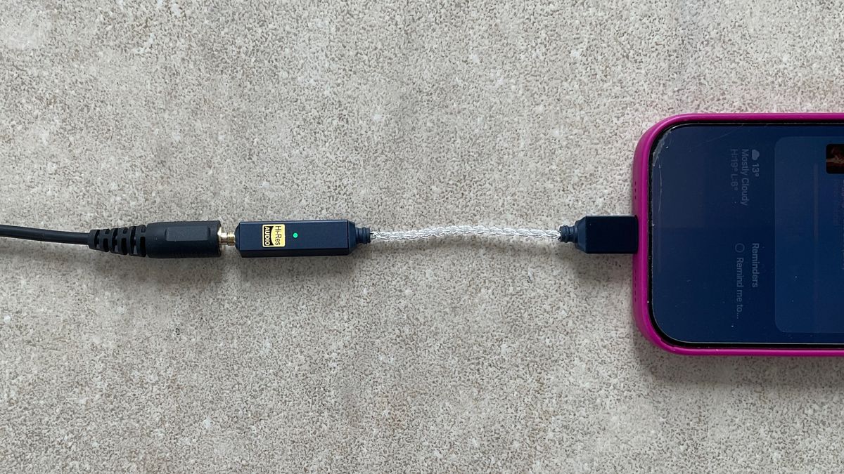iFi GO Link 2 shot on a grey surface