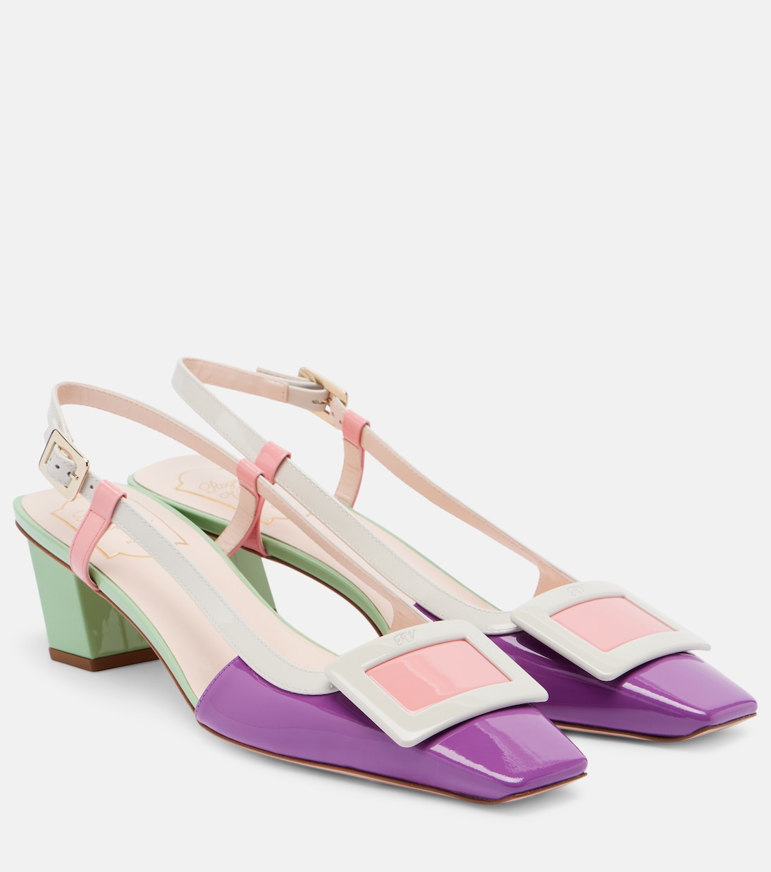 Belle Vivier Patent Leather Slingback Pumps in Multicoloured - Roger Vivier