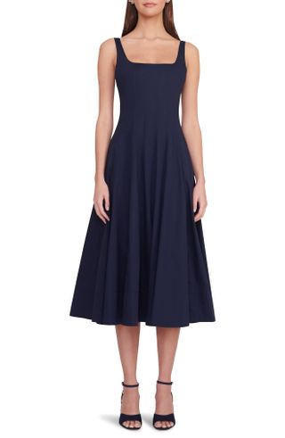 Wells Stretch Cotton Poplin Midi Fit & Flare Dress