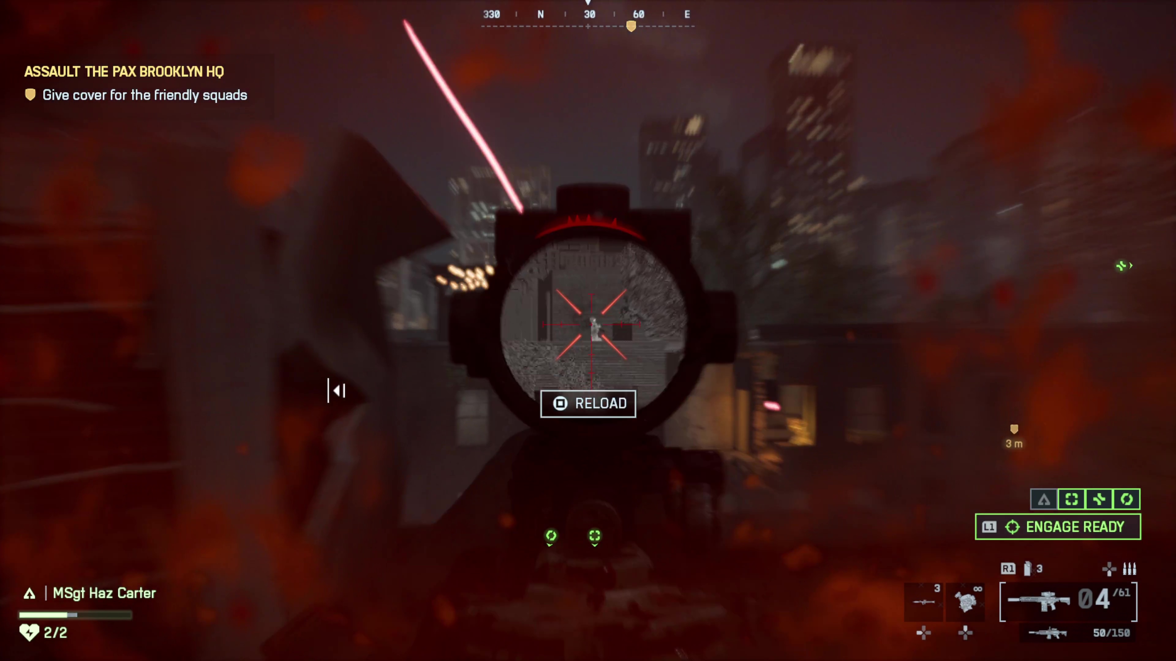 A player snipes a target across rooftops in Battlefield 6 single player
