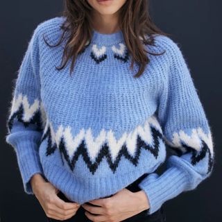 Blue Wool Blend Fairisle Jumper