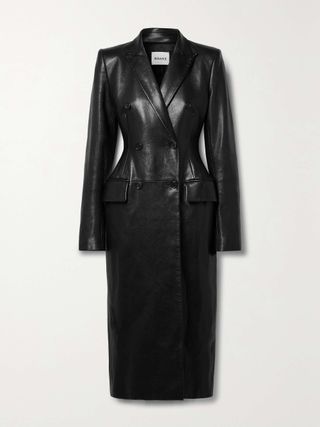 Carmona Double-Breasted Textured-Leather Coat