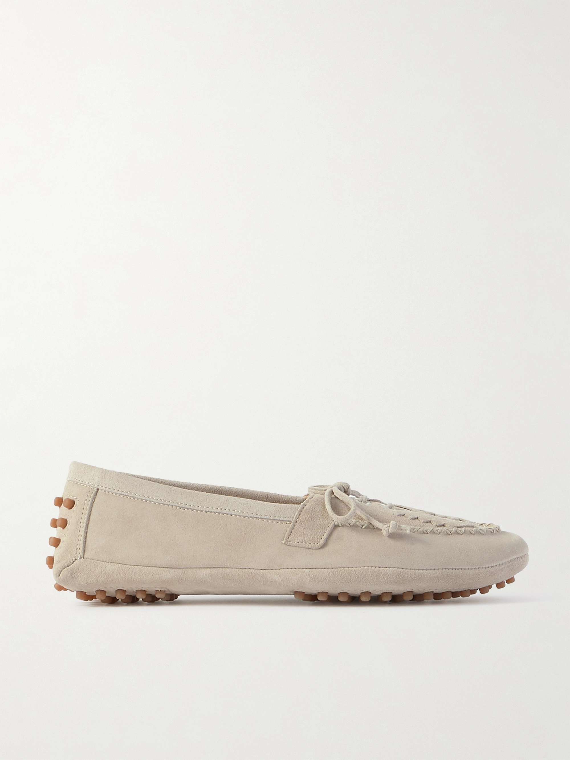 Embroidered Suede Loafers