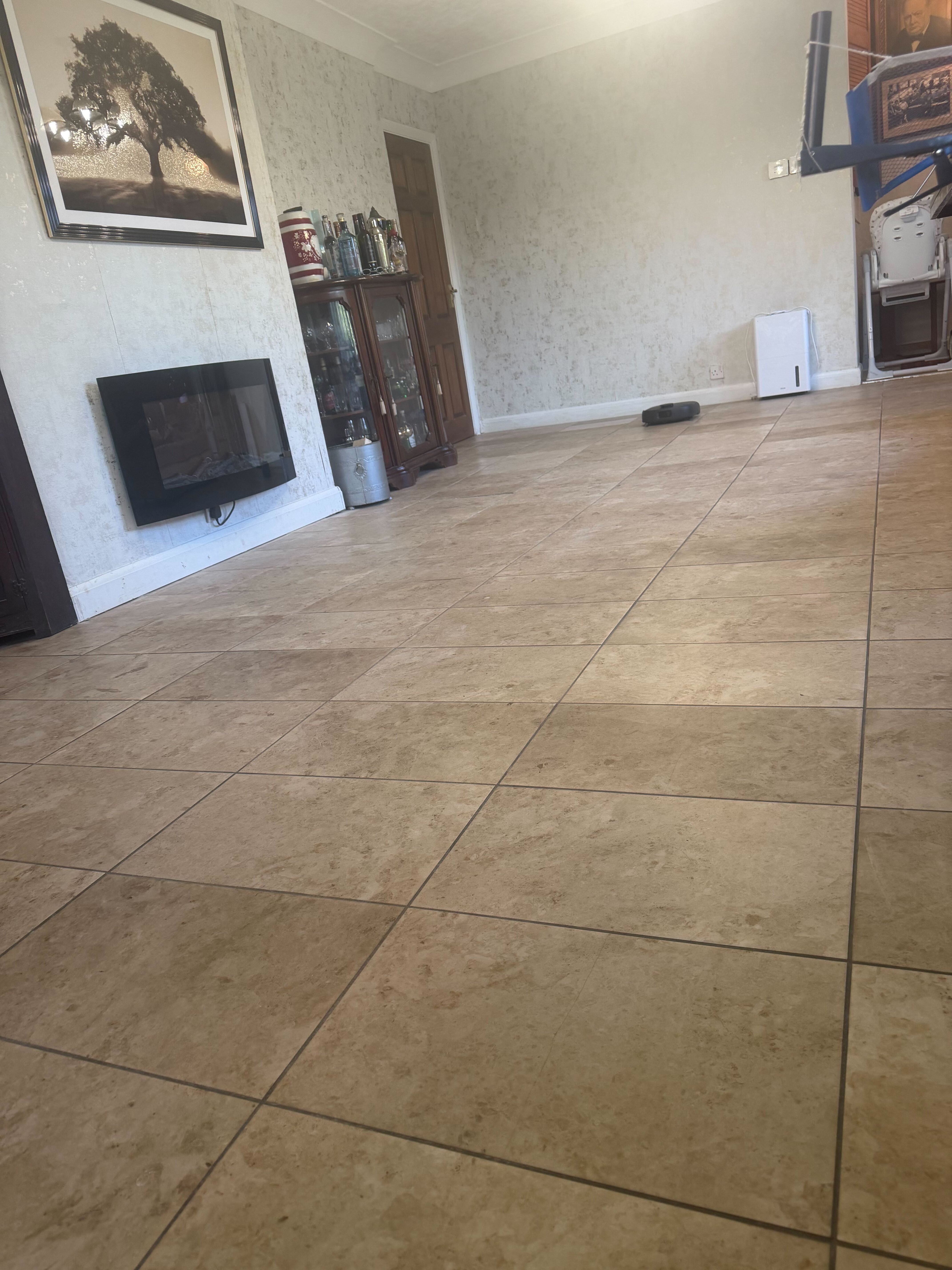 Terracotta tiles being cleaned