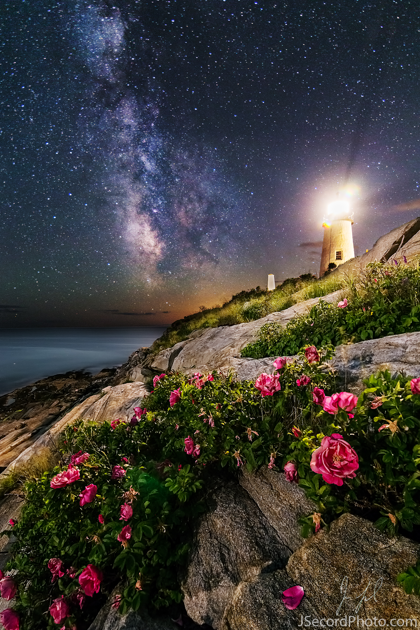 Milky Way, Moon and Lighthouse from Maine