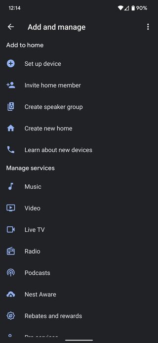 Google Home Add Device Screenshot