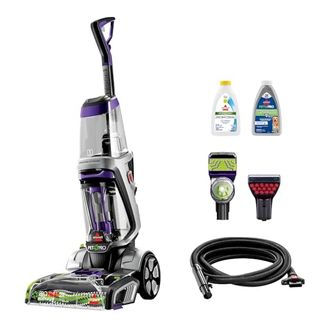 Bissell Proheat 2x Revolution Pet Pro Plus. It's an upright cleaner with clear, purple and green plastic areas, plus multiple head attachments