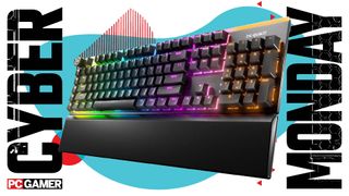 A Be Quiet! Light Mount gaming keyboard on a Cyber Monday background