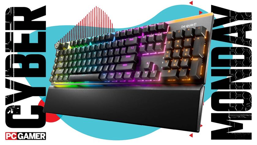 A Be Quiet! Light Mount gaming keyboard on a Cyber Monday background