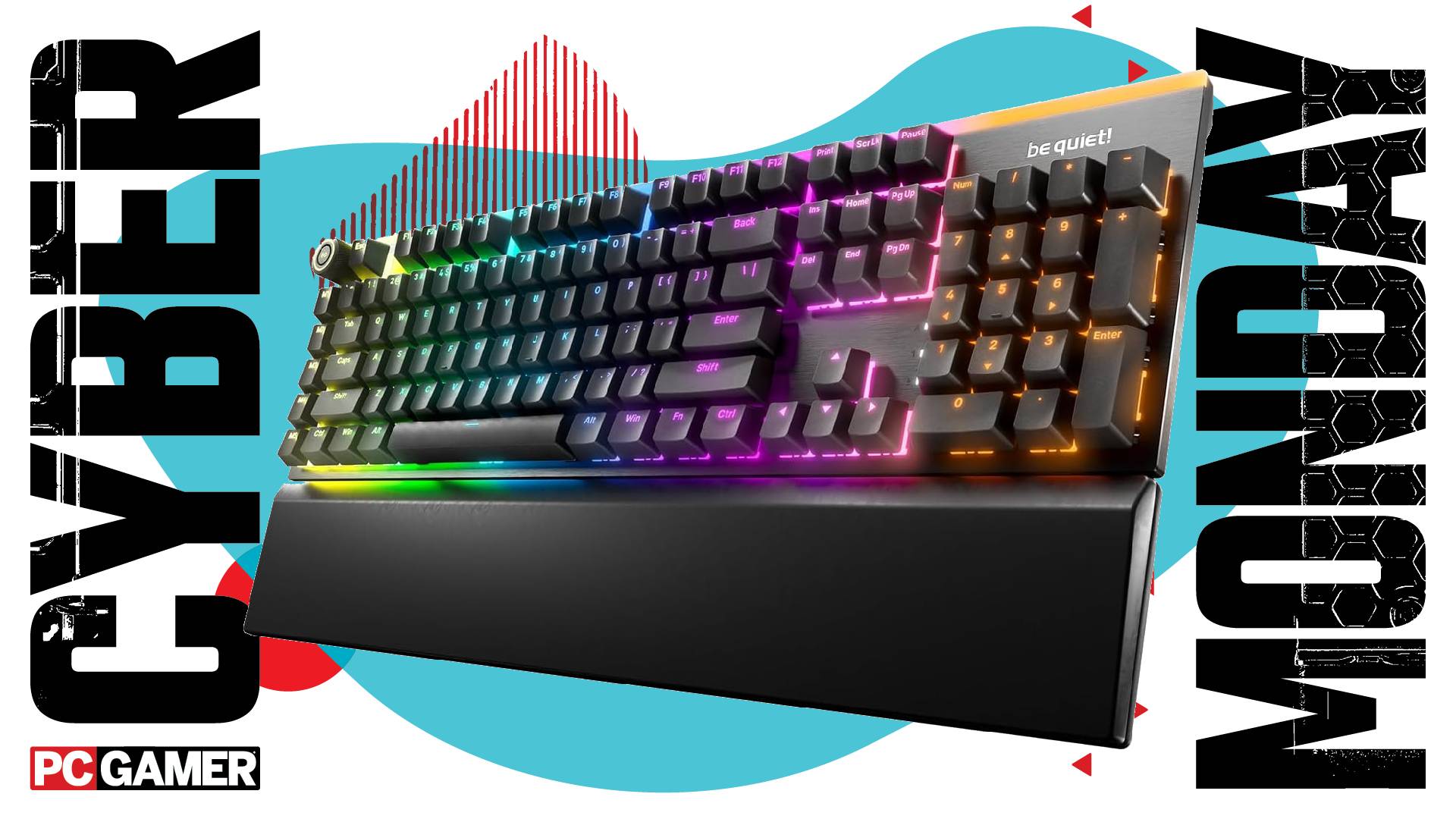 A Be Quiet! Light Mount gaming keyboard on a Cyber Monday background